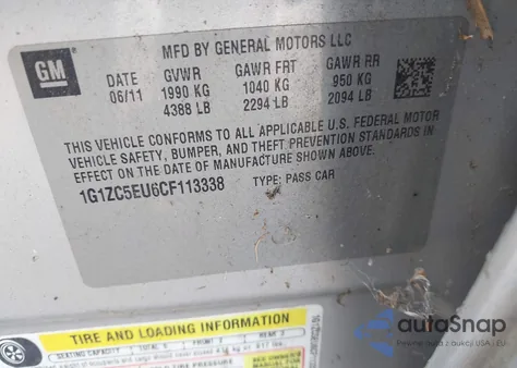 2012 Chevrolet Malibu 1Lt from USA, damaged, VIN 1G1ZC5EU6CF113338